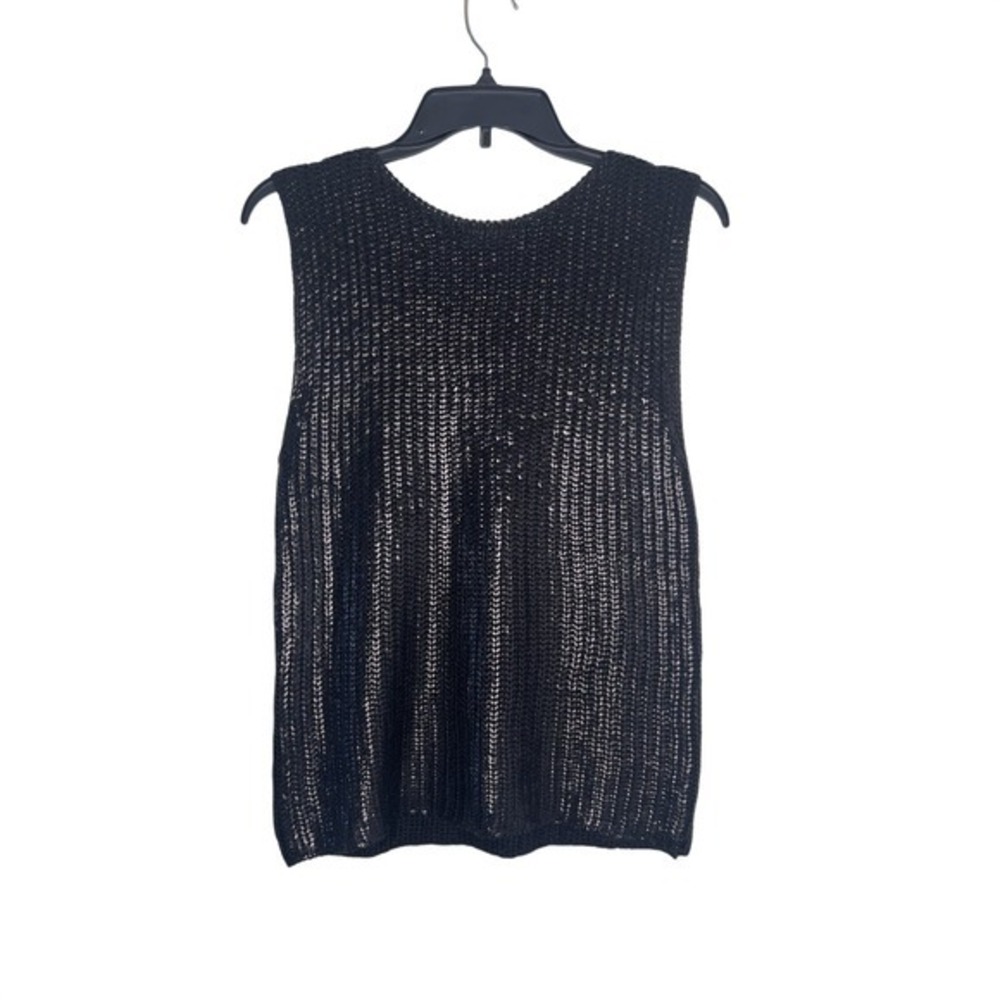 Elan Black Metallic Knit Sleeveless‎ Tank Top Sweater M
